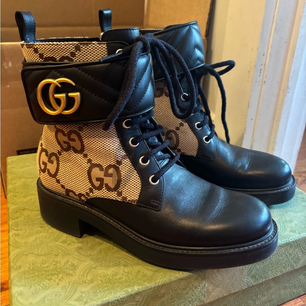Gucci GG Marmont Combat Boots